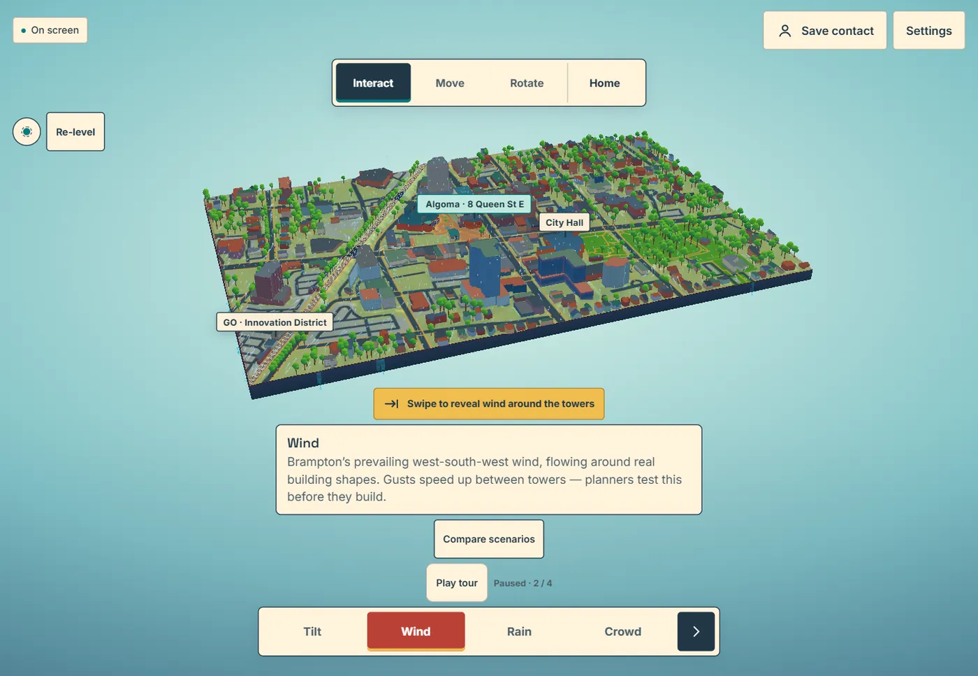 Vivid Wuthering city: saturated greens, coral and blue roofs on a teal background.