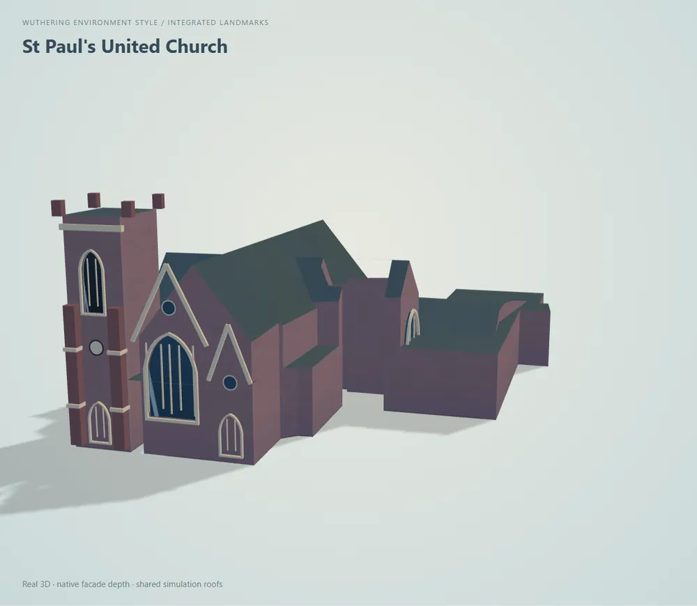 St Paul's, Wuthering pass: dark stone church with a square tower and slate roof.