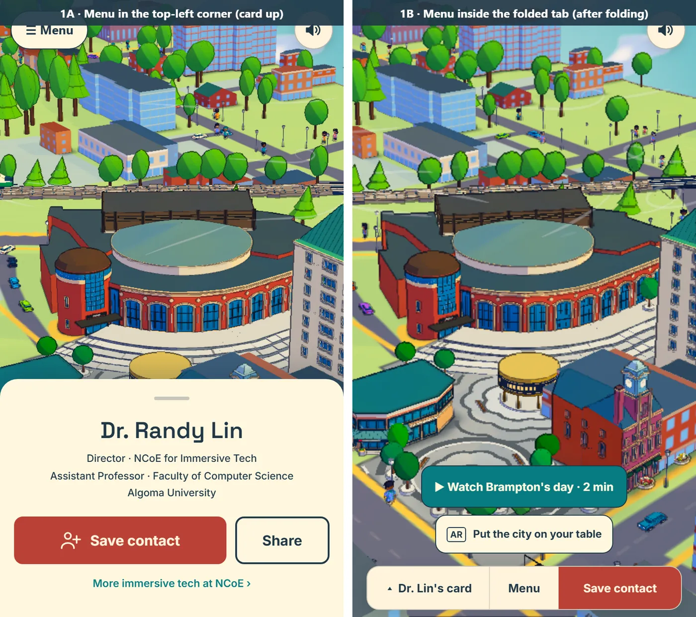Two Menu placement proposals shown side by side.